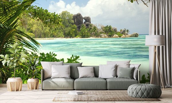 Fototapeta piękna plaża na wyspie La Digue