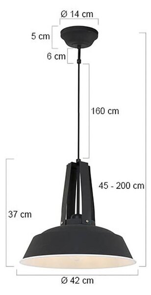 Steinhauer Lampa wisząca Eden, możliwość ściemniania, czarny, kuchnia, metal, vintage