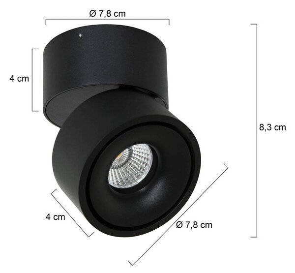 Steinhauer Reflektor sufitowy LED Fez, czarny, 1-punktowy, metalowy, obrotowy możliwość ściemniania, czarny, salon / jadalnia, metal, nowoczesny