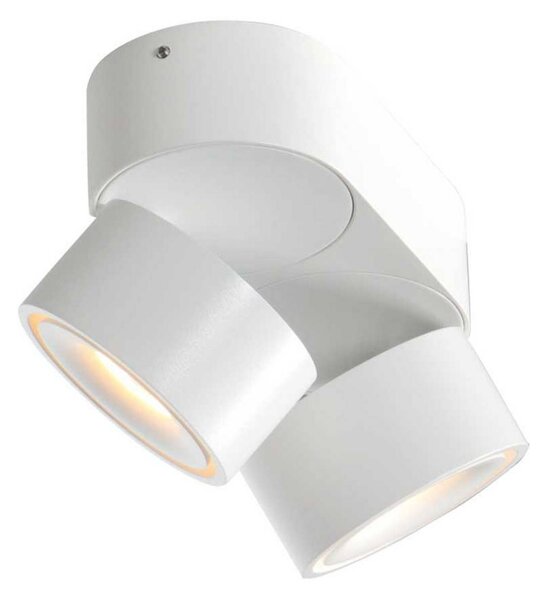 Steinhauer Reflektor sufitowy LED Fez, biały, 2-punktowy, metalowy, obrotowy możliwość ściemniania, biały / opal, salon / jadalnia, metal, nowoczesny