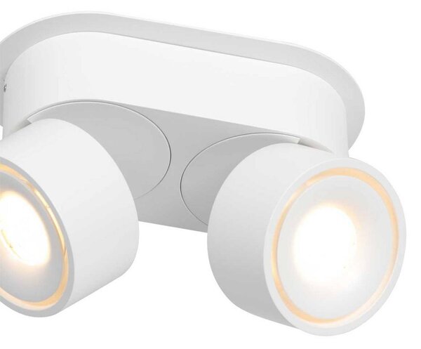Steinhauer Reflektor sufitowy LED Fez, biały, 2-punktowy, metalowy, obrotowy możliwość ściemniania, biały / opal, salon / jadalnia, metal, nowoczesny