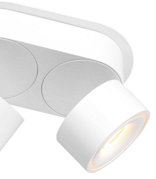 Steinhauer Reflektor sufitowy LED Fez, biały, 2-punktowy, metalowy, obrotowy możliwość ściemniania, biały / opal, salon / jadalnia, metal, nowoczesny