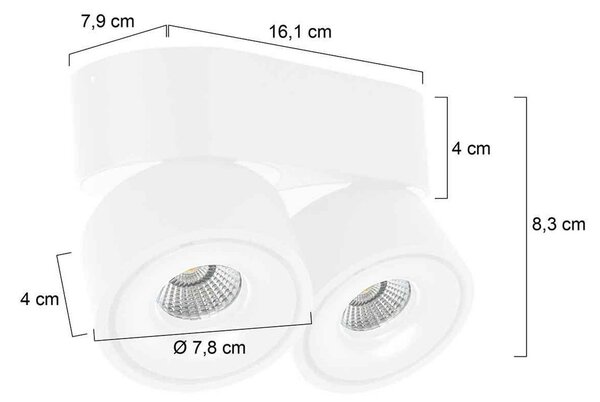 Steinhauer Reflektor sufitowy LED Fez, biały, 2-punktowy, metalowy, obrotowy możliwość ściemniania, biały / opal, salon / jadalnia, metal, nowoczesny