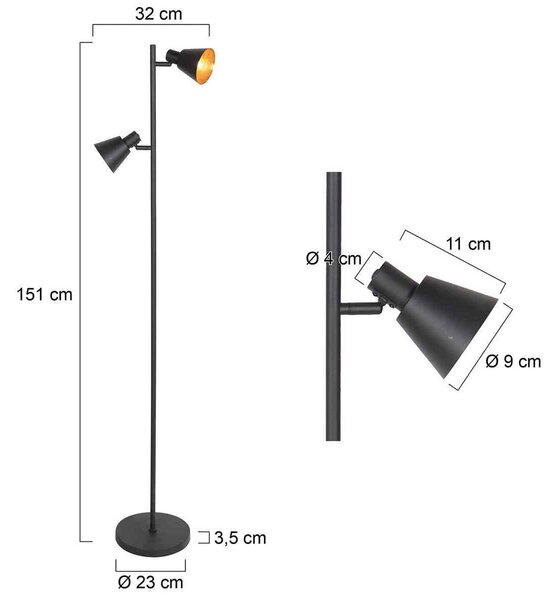 Steinhauer Lampa stojąca Oeroe, czarny, salon / jadalnia, metal