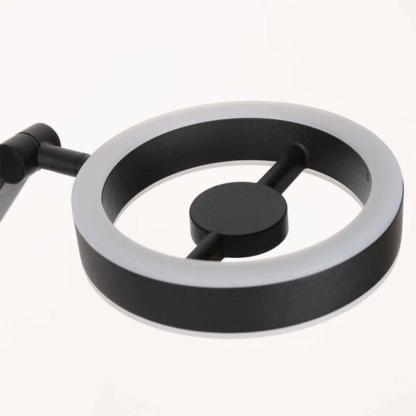 Steinhauer Lampa stojąca LED Ringlux, czarna, metalowa, regulowana możliwość ściemniania, czarny, salon / jadalnia, metal, nowoczesny