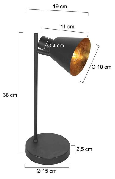 Steinhauer Lampa stołowa Oeroe, 1-punktowa, czarna, metal, E14 Oeroe, czarny, salon / jadalnia, metal