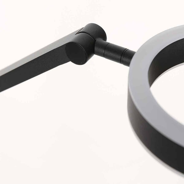 Steinhauer Lampa stojąca LED Ringlux, czarna, metalowa, regulowana możliwość ściemniania, czarny, salon / jadalnia, metal, nowoczesny