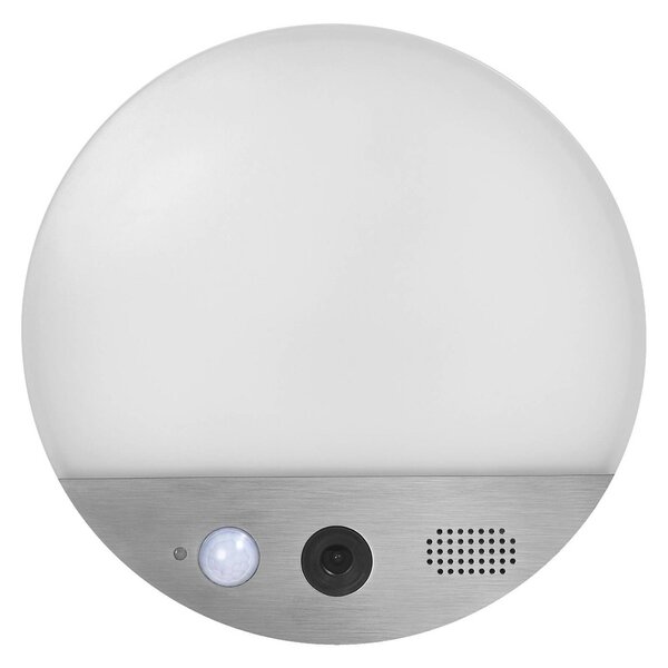 OSRAM SMART+ WiFi Kinkiet zewnętrzny ROUND, kamera, czujnik, szary możliwość ściemniania, aluminiowy / szary / cynkowy, tworzywo sztuczne, nowoczesny