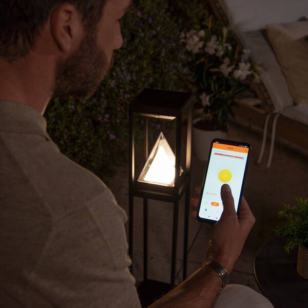 OSRAM SMART+ słupek oświetleniowy LED-słoneczny ALPS, czarny czujnik IP44 możliwość ściemniania, czarny, aluminium, nowoczesny