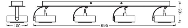 OSRAM Reflektor sufitowy LED VENUS czarny 4-punktowa metalowy 3000 K, czarny, salon / jadalnia, metal, nowoczesny