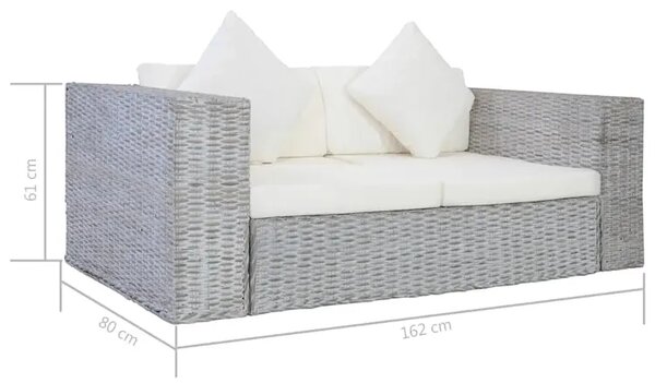 Szara 2-osobowa sofa z rattanu W1-F16