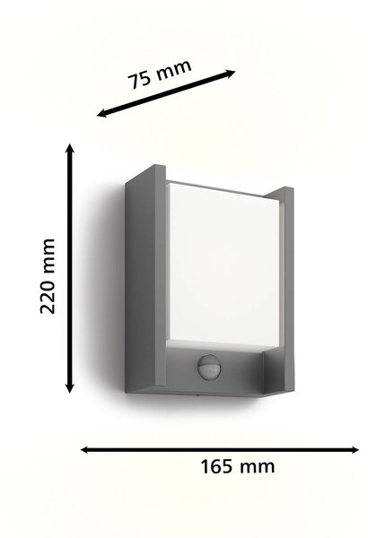 Philips Kinkiet zewnętrzny LED z czujnikiem Arbour UE, czarny, aluminium, nowoczesny