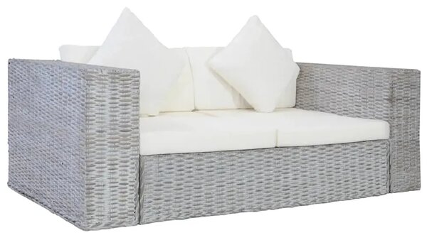 Szara 2-osobowa sofa z rattanu W1-F16