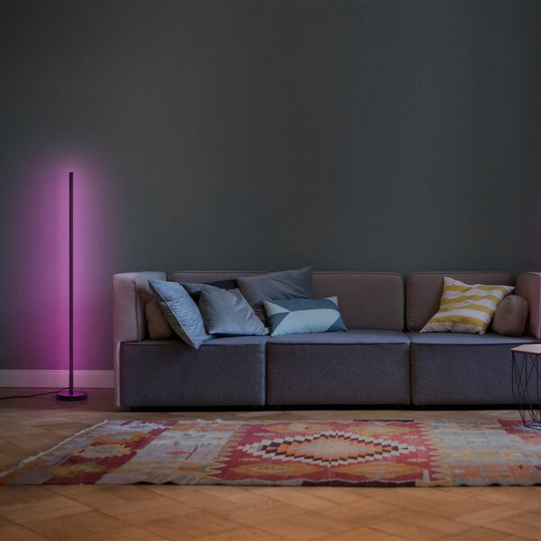 OSRAM SMART+ lampa stojąca LED WiFi ROUND czarna 140 cm RGB CCT ROUND, możliwość ściemniania, czarny, salon / jadalnia, aluminium, nowoczesny