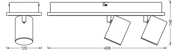 OSRAM Reflektor sufitowy LED MARS CLICK-SELECT, 2 punkty świetlne, czarny CLICK-SELECT, czarny, salon / jadalnia, metal, nowoczesny