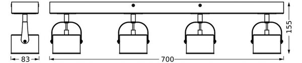 OSRAM Lampa sufitowa LED Jupiter, 4-punktowa, srebrna, metalowa JUPITER, chromowy / srebrny, salon / jadalnia, metal, nowoczesny