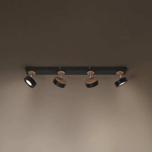 OSRAM Reflektor sufitowy LED PLUTO, czarny, 4 punkty świetlne, 3000 K PLUTO, czarny, salon / jadalnia, metal