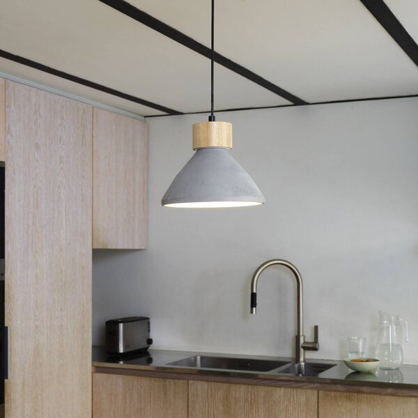OSRAM Lampa wisząca CONCRETE WOOD, możliwość ściemniania, aluminiowy / szary / cynkowy, salon / jadalnia, beton, młodzieżowy