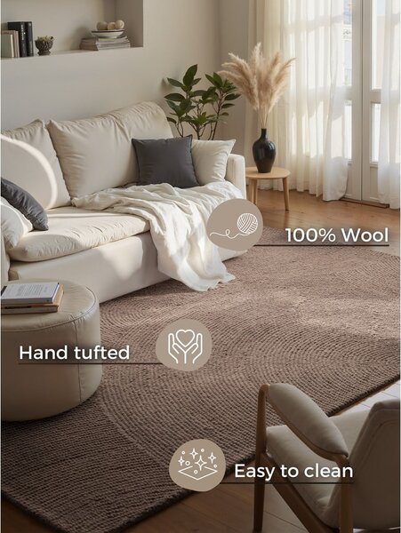 Szarobrązowy wełniany dywan tkany ręcznie 120x180 cm Calmio – Hanse Home
