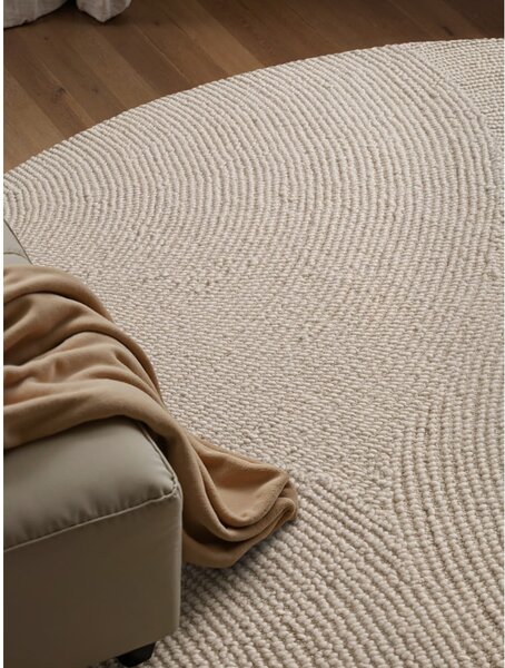Wełniany okrągły dywan tkany ręcznie w jasnym naturalnym kolorze ø 150 cm Calmio – Hanse Home