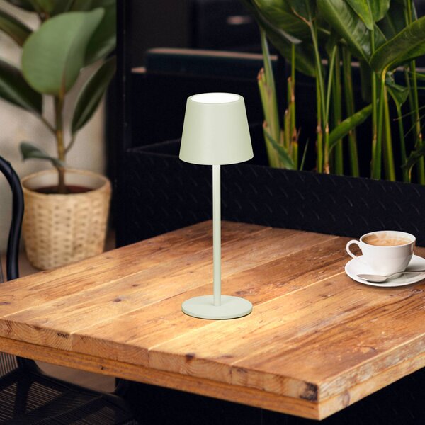 FH Lighting Lampa stołowa LED Roxi, miętowo-zielona, metal, IP54, ściemniana możliwość ściemniania, zielony, salon / jadalnia, metal, nowoczesny