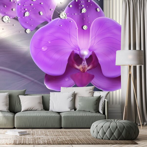 Tapeta orchidea przy greckich kolumnach