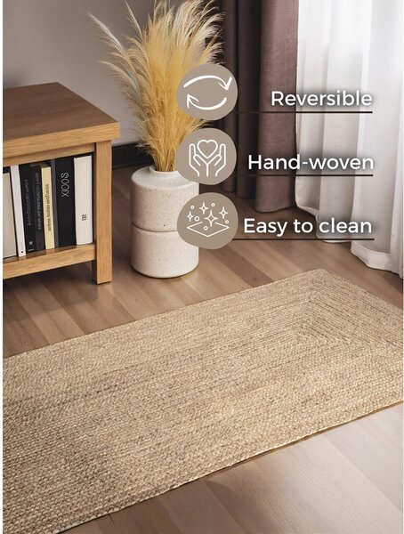 Chodnik z juty dwustronny/tkany ręcznie w jasnym naturalnym kolorze 80x200 cm Juno – Hanse Home
