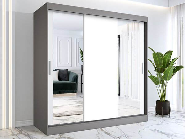 Szafa przesuwna antracyt + biały 200 cm E5-Z79