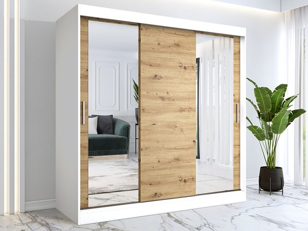 Szafa przesuwna biały + dąb artisan 200 cm G9-G86