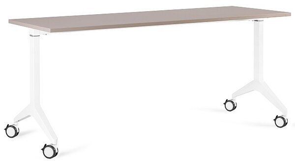 Biurko z kółkami i beżowym blatem Yumi S 180x70 cm