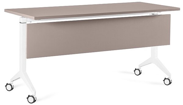 Biurko pracownicze z panelem maskującym Yumi S 150x70 cm beżowy/biały