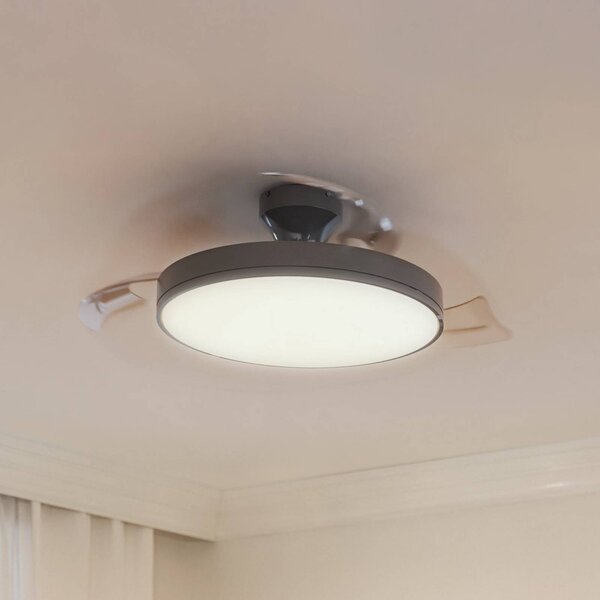 Philips Wentylator sufitowy LED Atlas, niklowy, cichy, CCT, DC możliwość ściemniania, aluminiowy / szary / cynkowy, salon / jadalnia, metal, nowoczesny