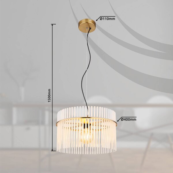 Globo Lampa wisząca szklana Gorley, możliwość ściemniania, mosiężny / złoty, salon / jadalnia, szkło