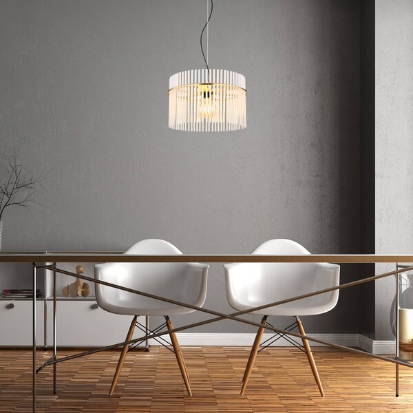 Globo Lampa wisząca szklana Gorley, możliwość ściemniania, mosiężny / złoty, salon / jadalnia, szkło