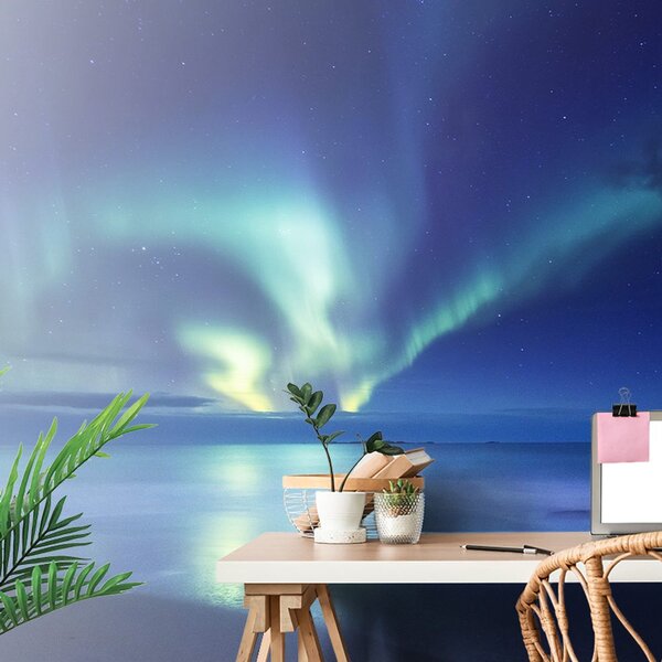 Fototapeta zorza polarna nad oceanem