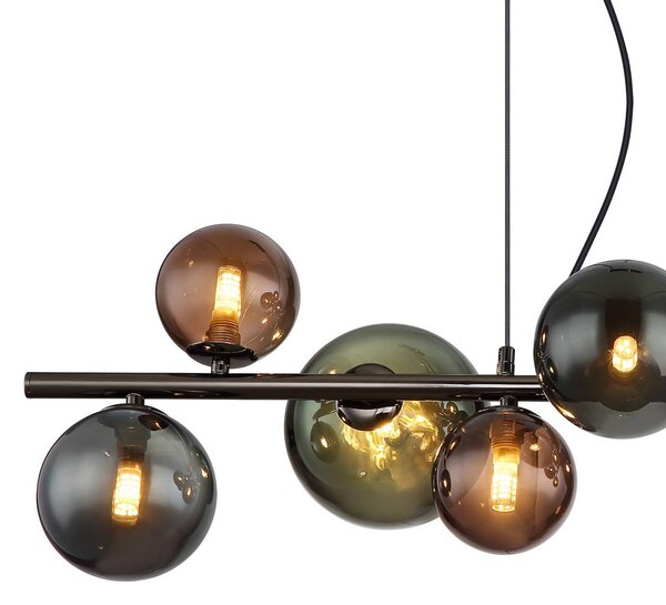 Globo Lampa wisząca Riha, czarny, salon / jadalnia, szkło