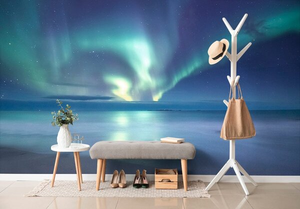 Fototapeta zorza polarna nad oceanem