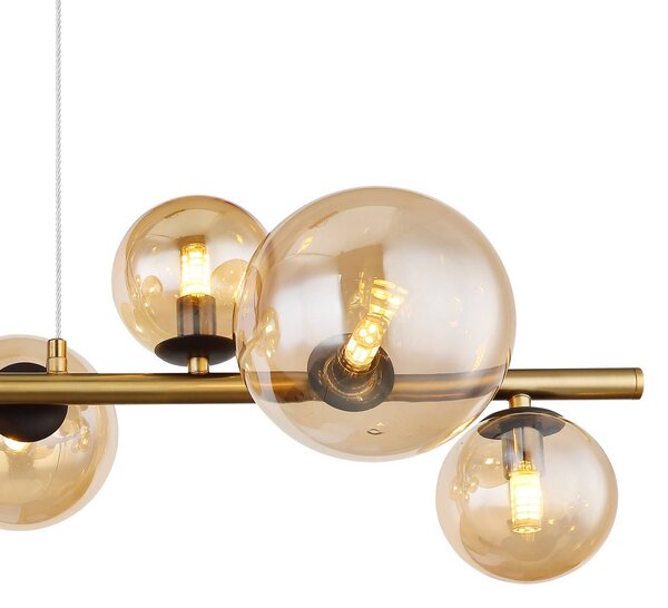Globo Lampa wisząca Riha, mosiężny / złoty, salon / jadalnia, szkło