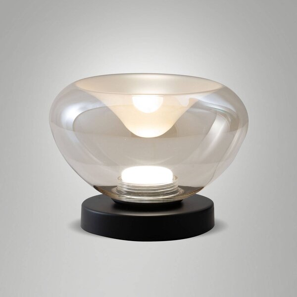 Fabas Luce Lampa stołowa LED Brena, możliwość ściemniania, brązowy / rdzawy, salon / jadalnia, szkło, nowoczesny