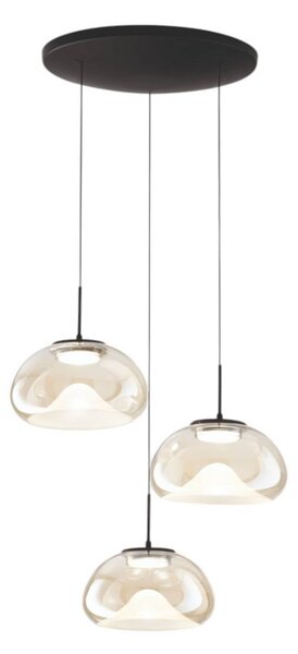 Fabas Luce Lampa wisząca szklana Brena, możliwość ściemniania, brązowy / rdzawy, salon / jadalnia, szkło, nowoczesny