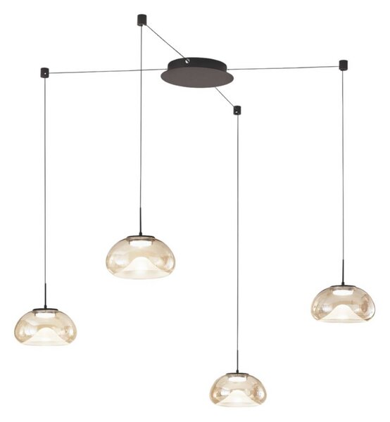 Fabas Luce Lampa wisząca szklana Brena, możliwość ściemniania, brązowy / rdzawy, salon / jadalnia, szkło, nowoczesny