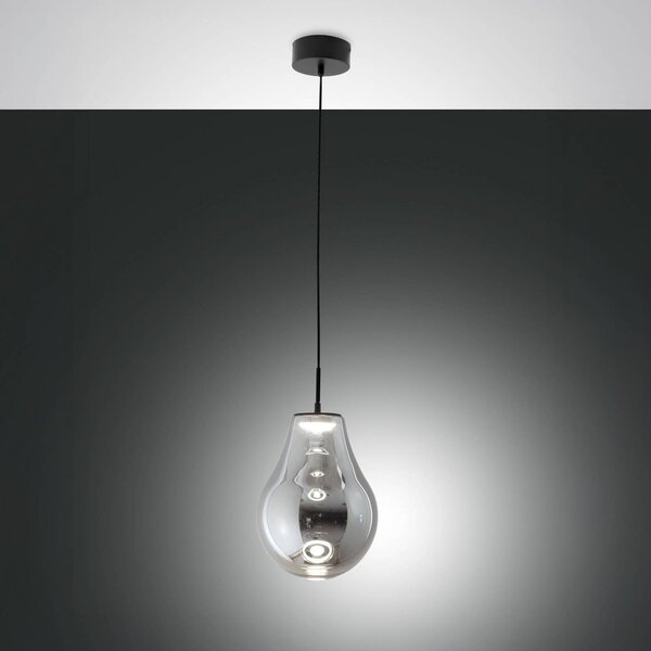 Fabas Luce Lampa wisząca Noa, możliwość ściemniania, aluminiowy / szary / cynkowy, salon / jadalnia, szkło, nowoczesny