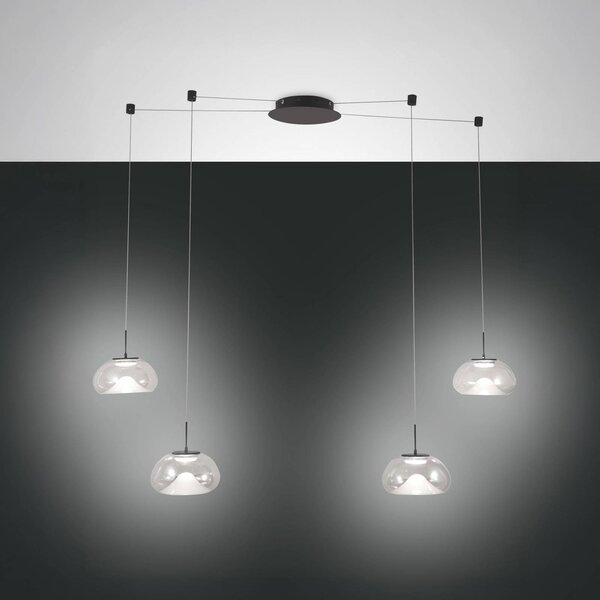 Fabas Luce Lampa wisząca szklana Brena, możliwość ściemniania, przezroczysty / transparentny, salon / jadalnia, szkło, nowoczesny