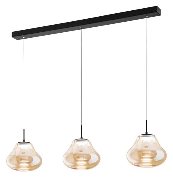 Fabas Luce Lampa wisząca szklana Deva, możliwość ściemniania, kremowy / amber, salon / jadalnia, szkło, nowoczesny