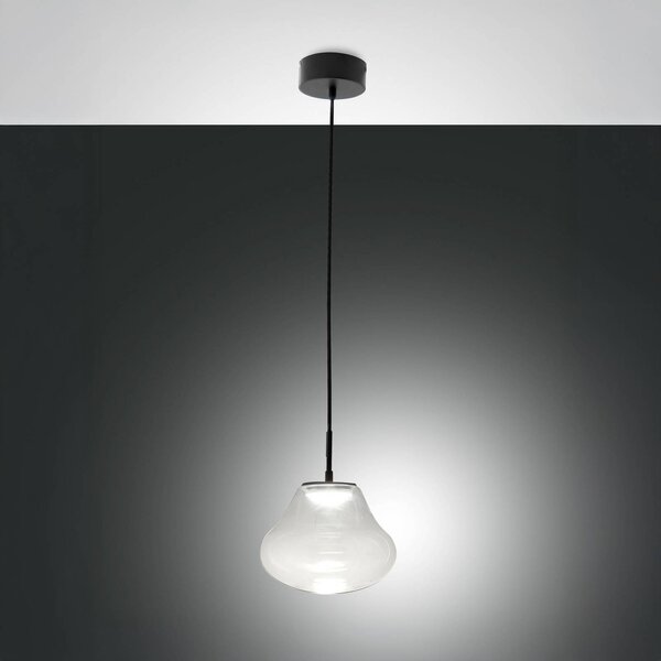Fabas Luce Lampa wisząca szklana Deva, możliwość ściemniania, przezroczysty / transparentny, salon / jadalnia, szkło, nowoczesny