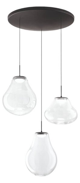Fabas Luce Lampa wisząca szklana Deva, możliwość ściemniania, przezroczysty / transparentny, salon / jadalnia, szkło, nowoczesny