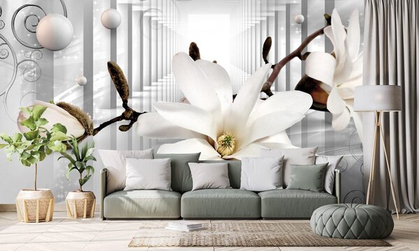 Tapeta magnolia z abstrakcyjnym tłem