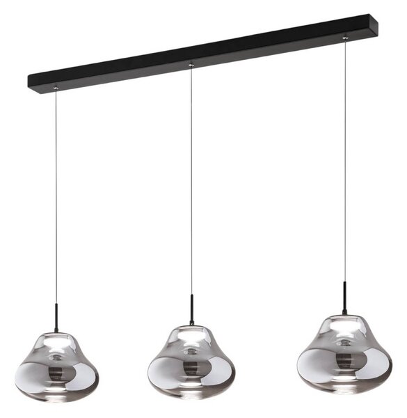 Fabas Luce Lampa wisząca szklana Deva, możliwość ściemniania, aluminiowy / szary / cynkowy, salon / jadalnia, szkło, nowoczesny