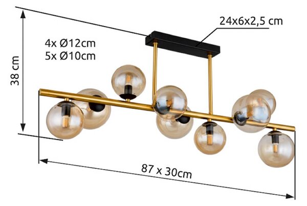 Globo Lampa sufitowa Riha, kremowy / amber, salon / jadalnia, szkło