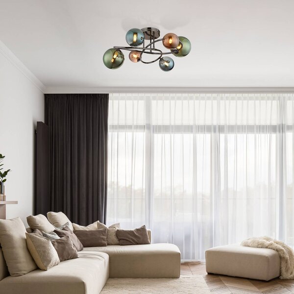 Globo Lampa sufitowa Riha, multikolor, salon / jadalnia, szkło